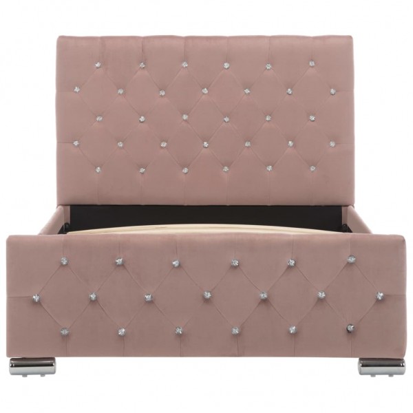 Estrutura de cama 100x200 cm veludo rosa M 4