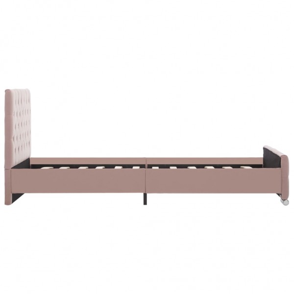 Estrutura de cama 100x200 cm veludo rosa M 5
