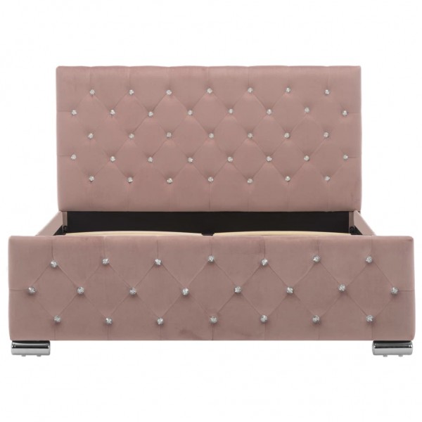 Estructura de cama de terciopelo rosa 120x200 cm M 4