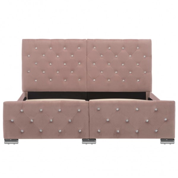 Estructura de cama de terciopelo rosa 140x200 cm M 4