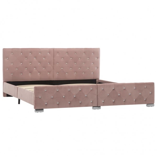 Estrutura de cama 180x200 cm veludo rosa M 3