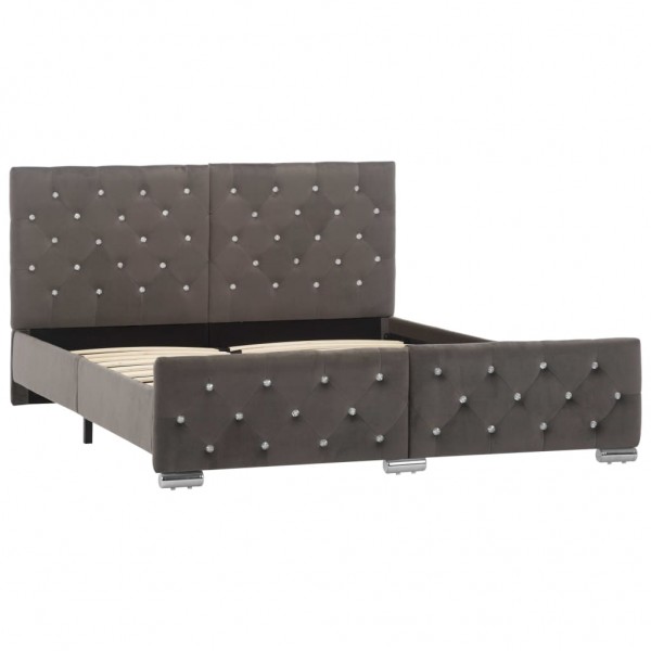 Estrutura de cama 140x200 cm veludo cinzento M 3