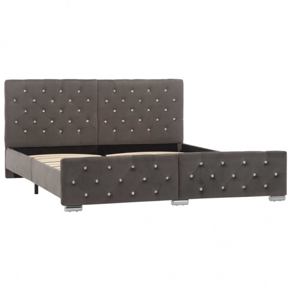 Estrutura de cama 160x200 cm veludo cinzento M 3