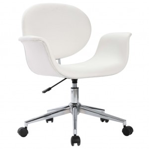 Silla de oficina giratoria de cuero sintético blanco H