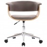 Silla de comedor giratoria de madera curvada y tela gris taupe 4