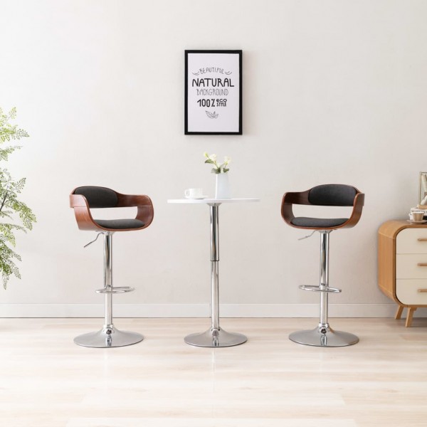 Taburete de cocina madera contrachapada y tela gris D