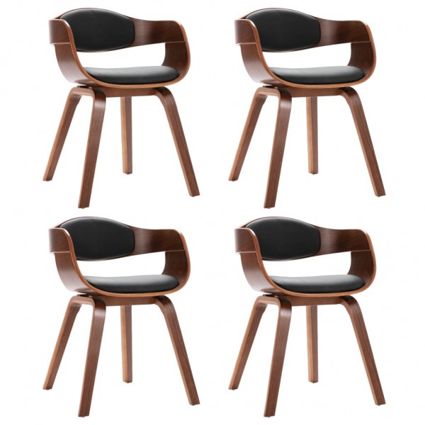 Sillas de comedor 4 uds madera curvada y cuero sintético M 2