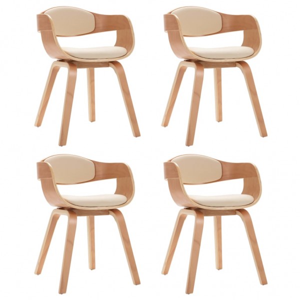 Sillas de comedor 4 uds madera curvada y cuero sintético M 2