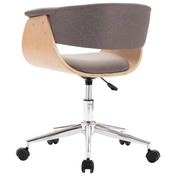 Silla de oficina giratoria de madera curvada y tela gris taupe M 5