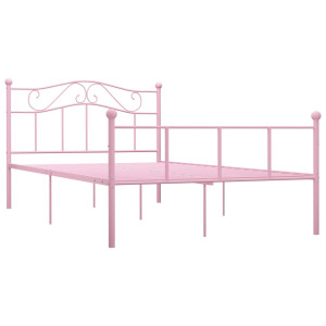 Estructura de cama de metal rosa 140x200 cm H