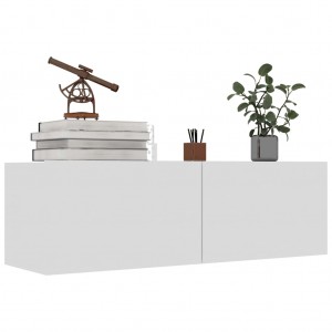 Mueble para TV pared madera contrachapada blanco 100x30x30 cm H