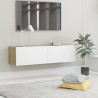Mueble para TV madera contrachapada blanco y roble 120x30x30 cm 1