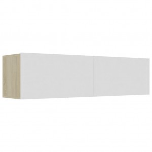 Mueble para TV madera contrachapada blanco y roble 120x30x30 cm H