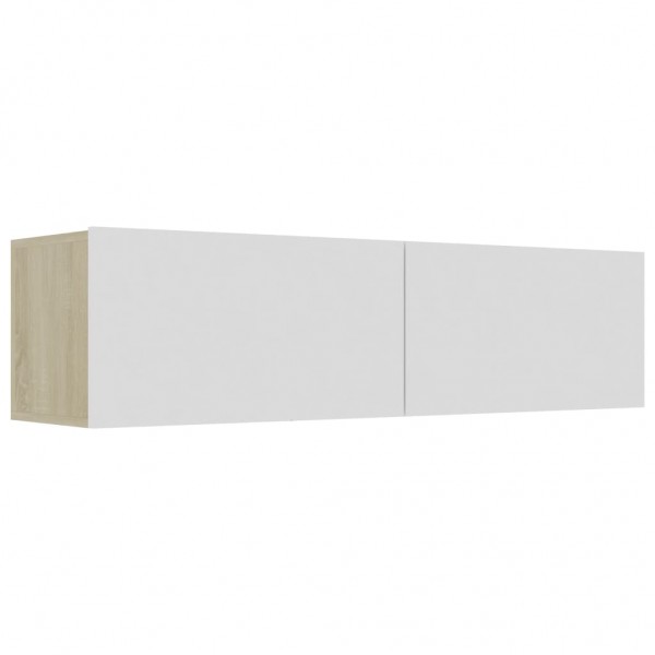 Mueble para TV madera contrachapada blanco y roble 120x30x30 cm M 2