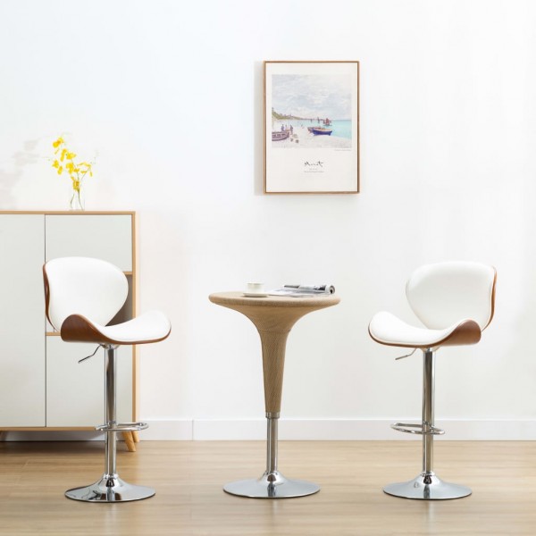 Taburete de cocina cuero sintético blanco D