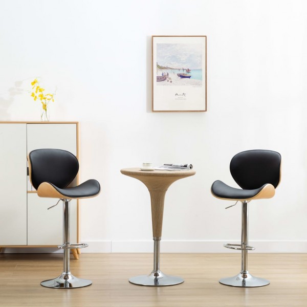 Taburete de cocina cuero sintético negro D