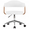 Silla oficina giratoria madera curvada cuero sintético blanco 2