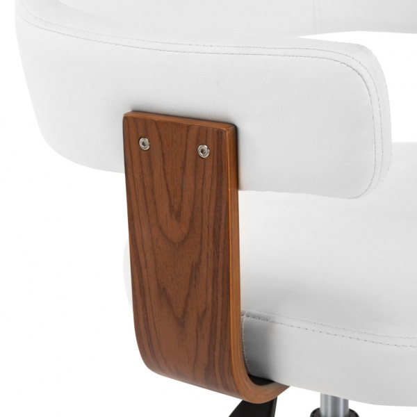 Silla oficina giratoria madera curvada cuero sintético blanco M 5