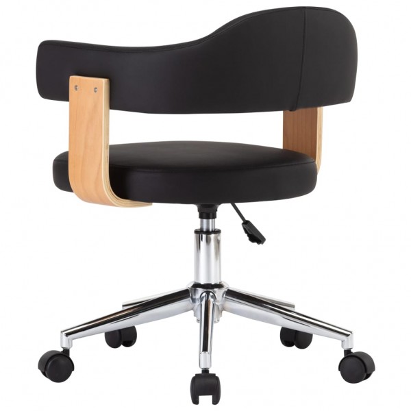 Silla de oficina giratoria madera curvada cuero sintético negro M 4