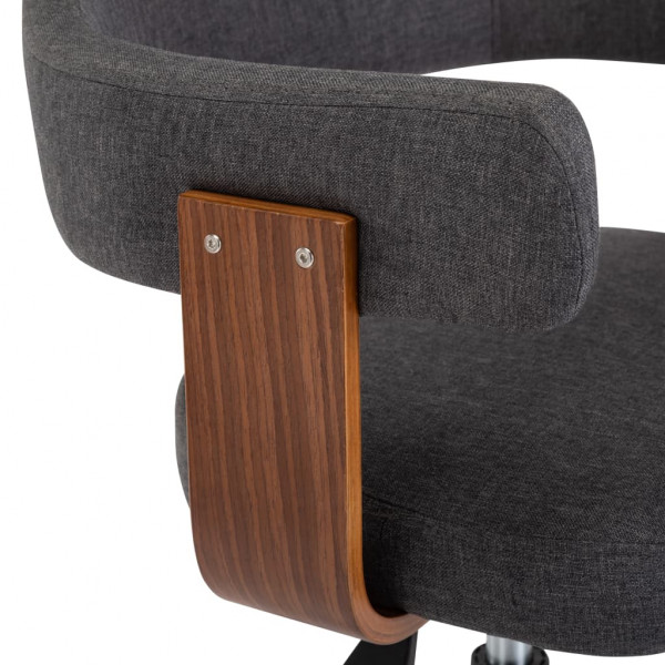 Silla de oficina giratoria de madera curvada y tela gris M 5