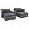 5 pcs conjunto lounge de jardim c/ almofadões vime PE cinzento 1
