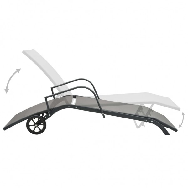 Espreguiçadeiras com mesa 2 pcs textilene e aço M 5