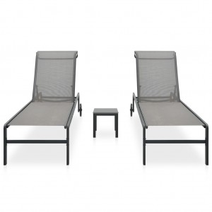 Espreguiçadeiras com mesa 2 pcs textilene e aço H