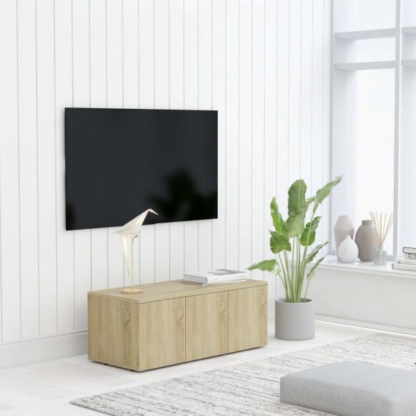 Mueble de TV madera contrachapada color roble 80x34x30 cm D