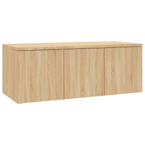 Mueble de TV madera contrachapada color roble 80x34x30 cm H