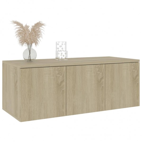 Mueble de TV madera contrachapada color roble 80x34x30 cm M 3