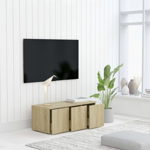 Mueble de TV madera contrachapada color roble 80x34x30 cm M 4