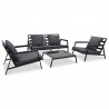 4 pcs conj. lounge jardim + almofadões alumínio cinzento-escuro 1