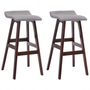 Cadeiras de bar 2 pcs tecido cinzento-claro H
