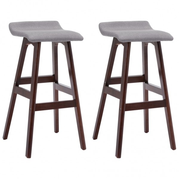 Cadeiras de bar 2 pcs tecido cinzento-claro M 2