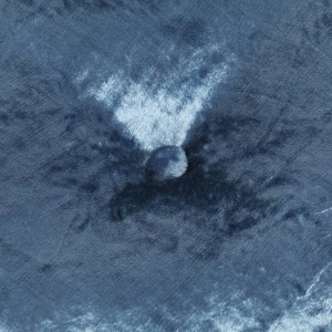 Puf redondo de terciopelo azul 40x20 cm H