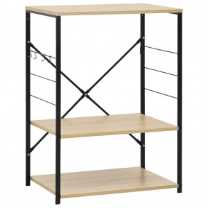 Armário para micro-ondas derivados de madeira preto/carvalho H