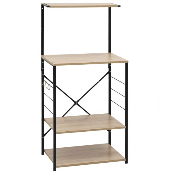 Armario de microondas aglomerado negro y roble 60x39.6x123 cm M 2