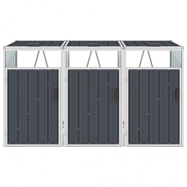 Cobertizo triple contenedor basura acero antracita 213x81x121cm M 2
