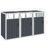 Cobertizo triple contenedor basura acero antracita 213x81x121cm 3