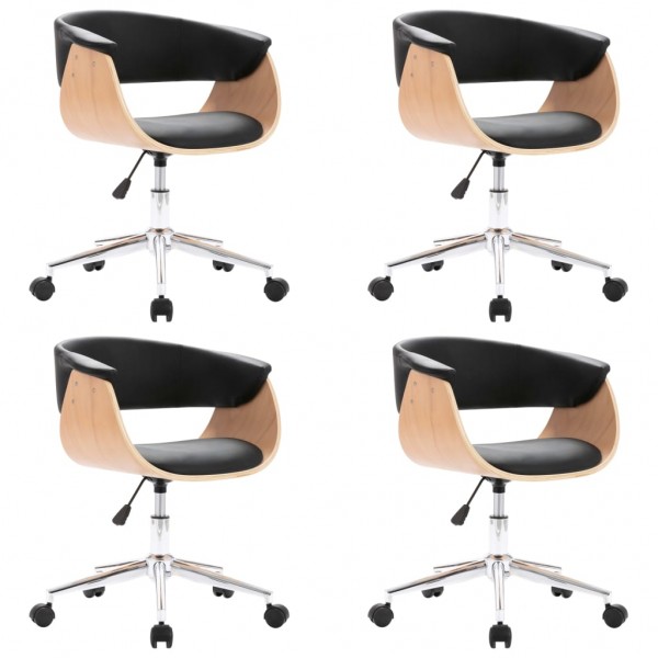 Sillas de comedor giratorias 4 unidades cuero sintético negro M 2