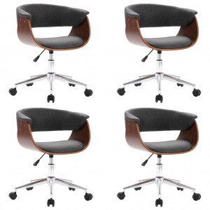 Sillas de comedor giratorias 4 uds tela gris H