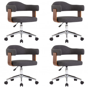 Sillas de comedor giratorias 4 uds madera curvada y tela gris H