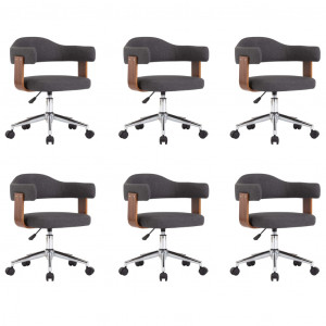 Sillas de comedor giratorias 6 uds madera curvada y tela gris H