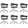 Sillas de comedor giratorias 6 uds madera curvada y tela gris 2