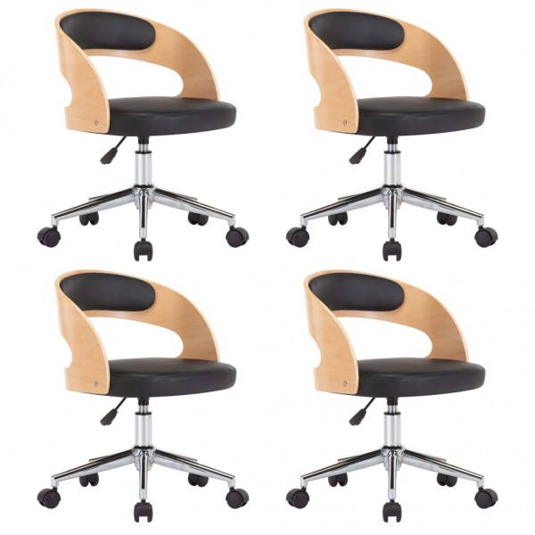 Sillas de comedor 4 uds madera curvada y cuero sintético M 2