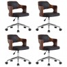 Sillas de comedor giratorias 4 uds madera curvada y cuero negro 2