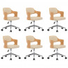 Sillas de comedor giratorias 6 uds madera curvada cuero crema 2