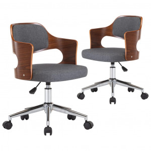 Sillas de comedor giratorias 2 uds madera curvada y tela gris H