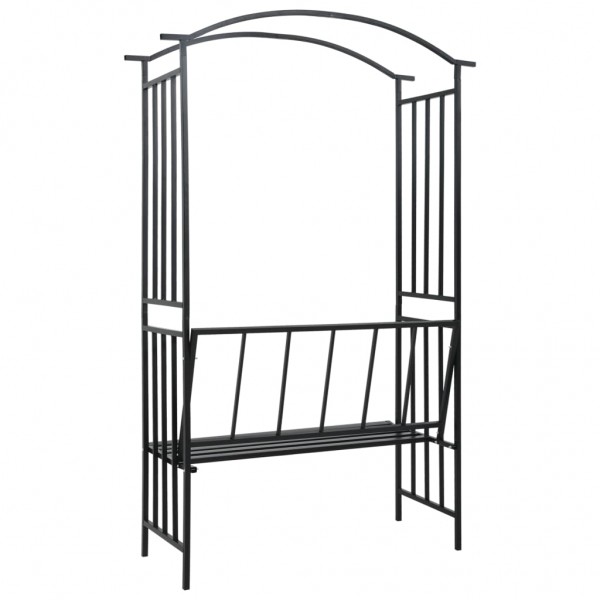 Arco de jardim com banco 128x50x207 cm ferro preto M 4