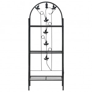 Estante para macetas 3 niveles hierro negro 52x28x128 cm H